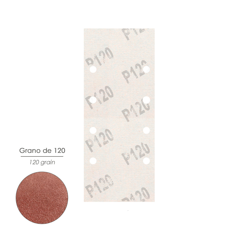 Lija recambio con velcro 93x228 mm con agujeros grano  120 (10 piezas)