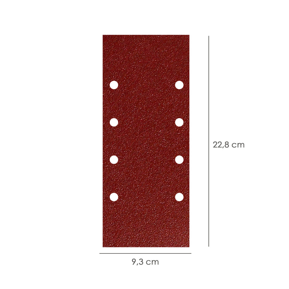 Lija recambio con velcro 93x228 mm con agujeros grano  180 (10 piezas)