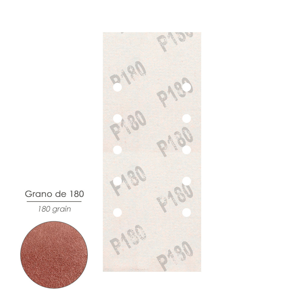 Lija recambio con velcro 115x280 mm con agujeros grano  180 (10 piezas)