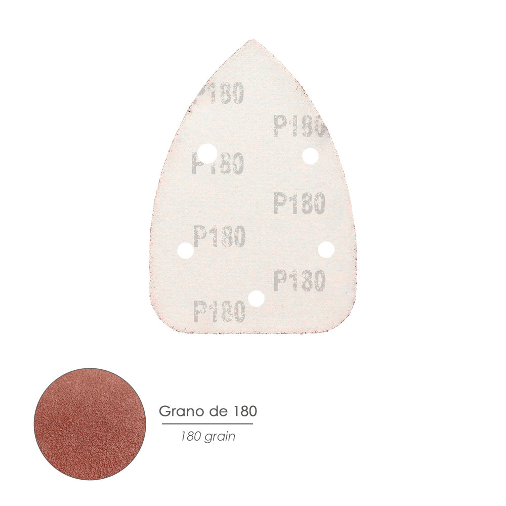 Lija recambio velcro delta 140x100 mm con agujero grano 180 (10 piezas)