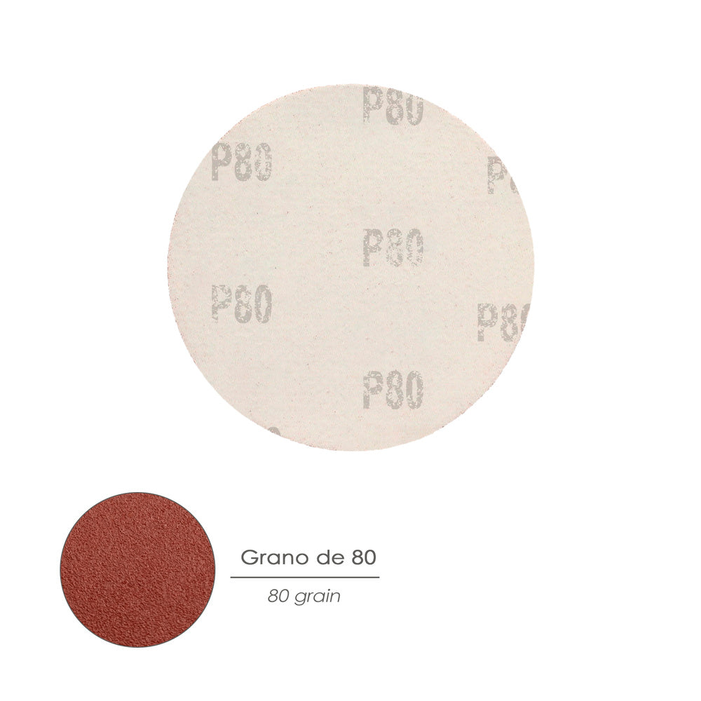 Lija recambio velcro para amoladora ø 115 mm grano  80 (10 piezas)