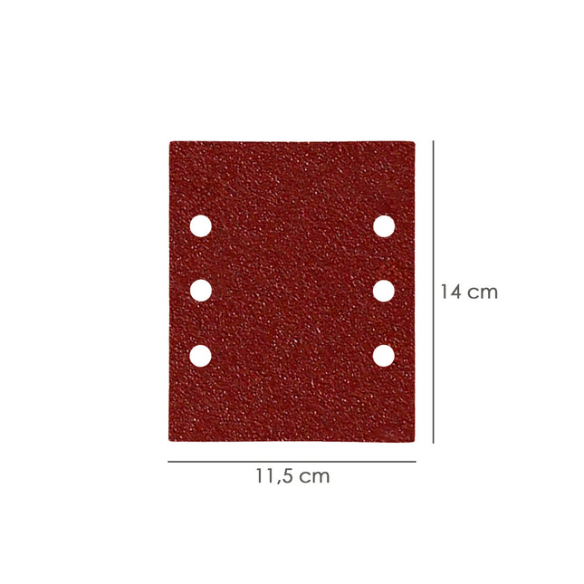 Lija recambio con velcro 114x140 mm. con agujeros grano 40 (10 piezas)