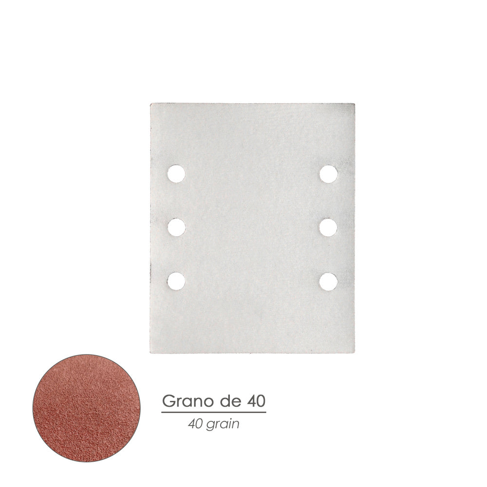 Lija recambio con velcro 114x140 mm con agujeros grano 40 (10 piezas)