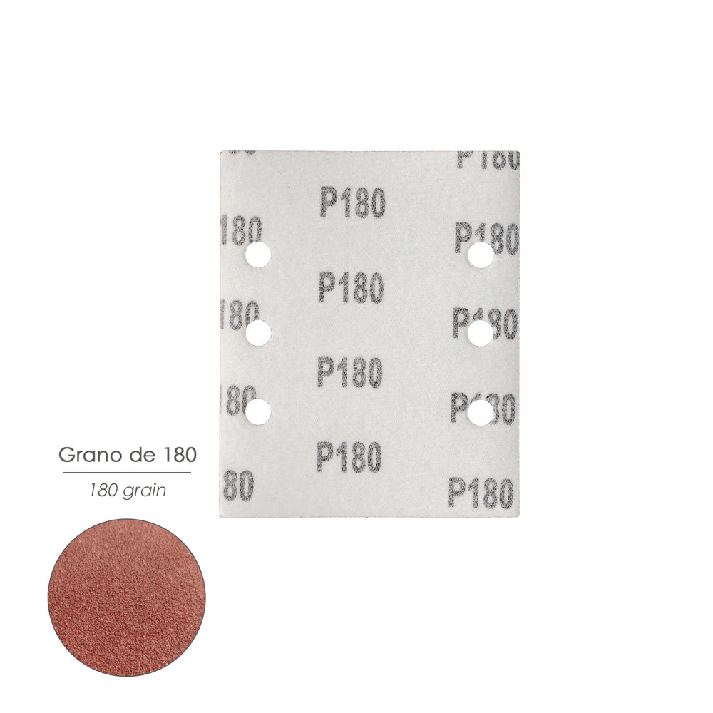 Lija recambio con velcro 114x140 mm con agujeros grano  180 (10 piezas)