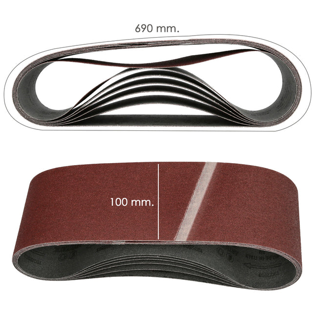 Lija recambio banda 100 x 690 mm. grano 180 (6 piezas)