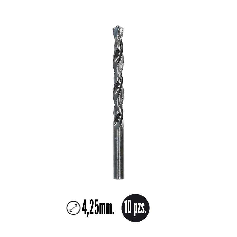 Broca acero rápido hss cilíndrica ø  4,25 mm wolfpack