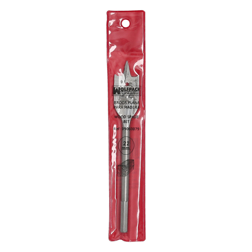 Broca plana madera 3 puntas wolfpack   22,00 mm