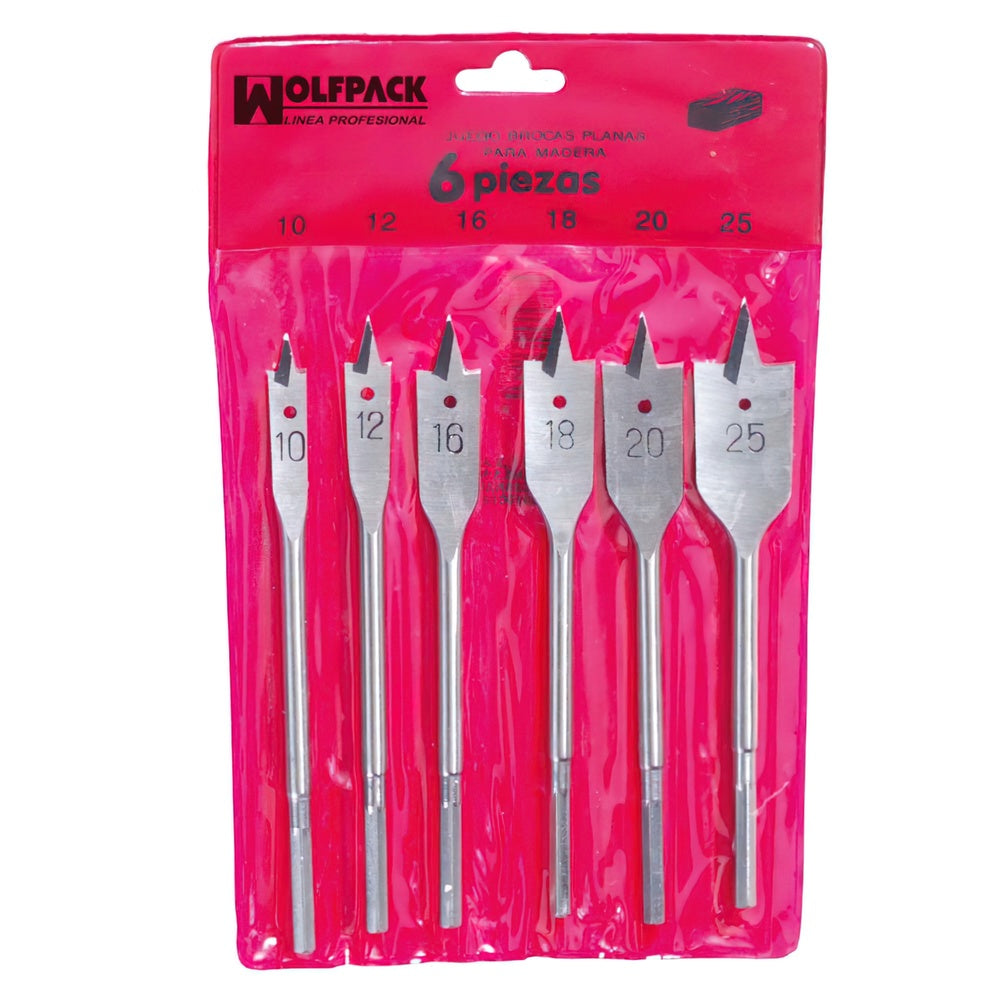 Wolfpack 6-piece 3-point wood spade bit set
