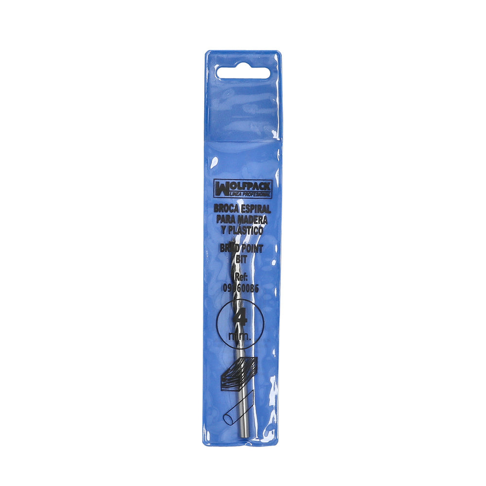 Broca espiral madera y plástico wolfpack   4,00 mm