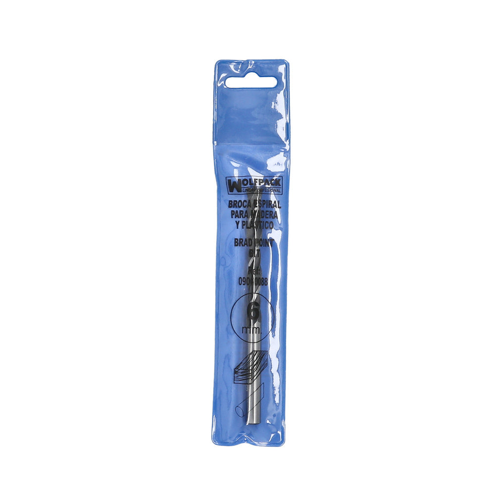 Broca espiral madera y plástico wolfpack   6,00 mm