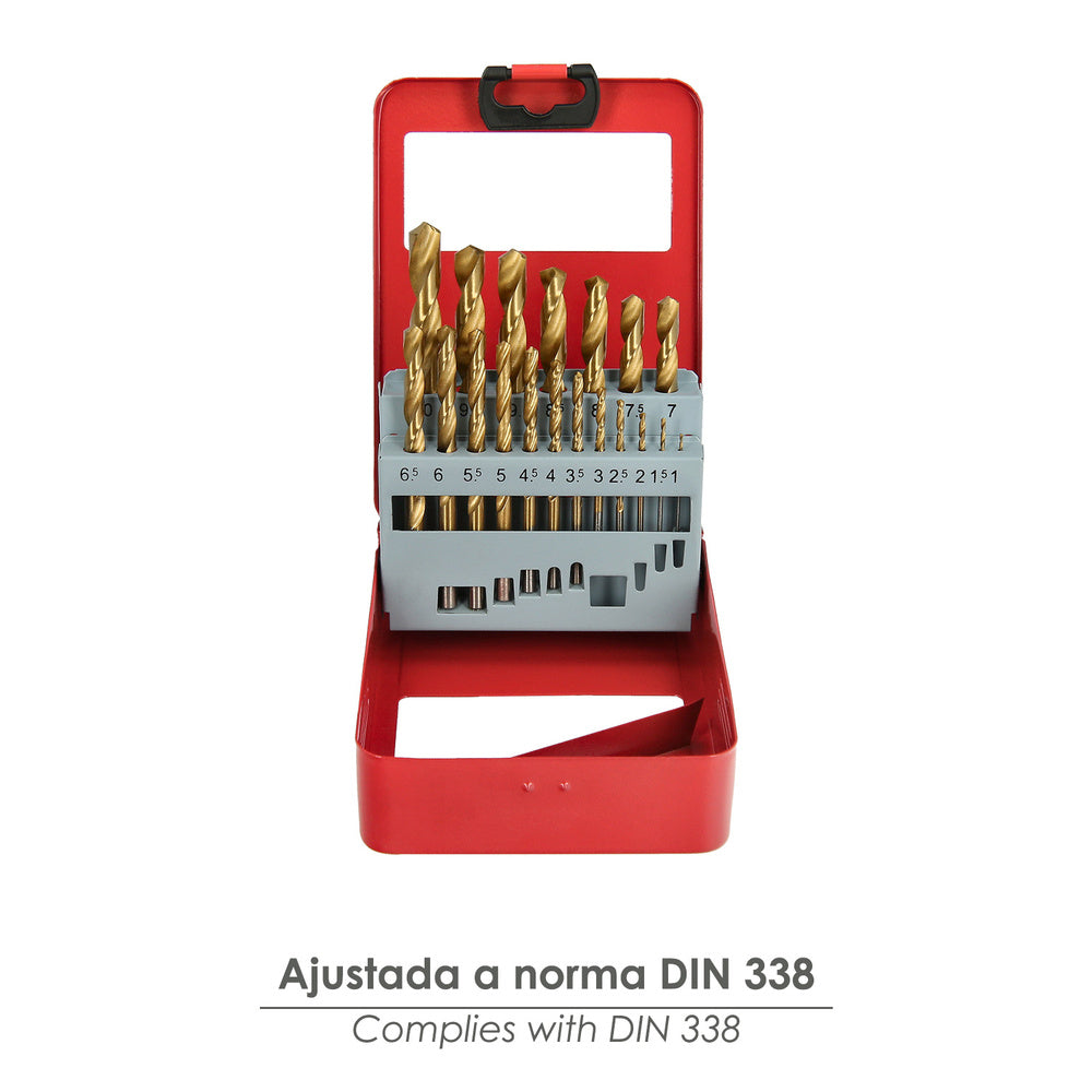 HSS titanium drill bit set 1-10 mm 19 pieces