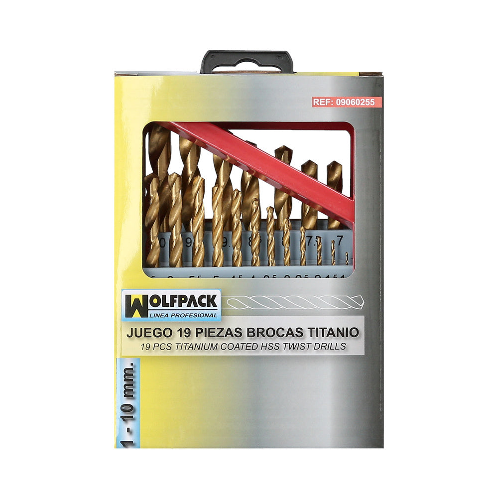 HSS titanium drill bit set 1-10 mm 19 pieces