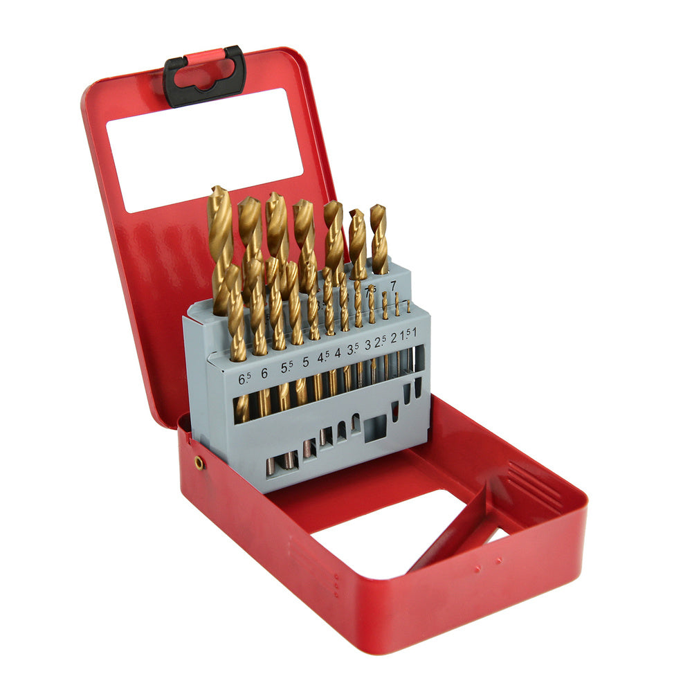 HSS titanium drill bit set 1-10 mm 19 pieces