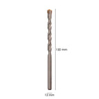 Broca de vídia para pedra/betão ø 12 mm din 8039 ponta de tungsténio.