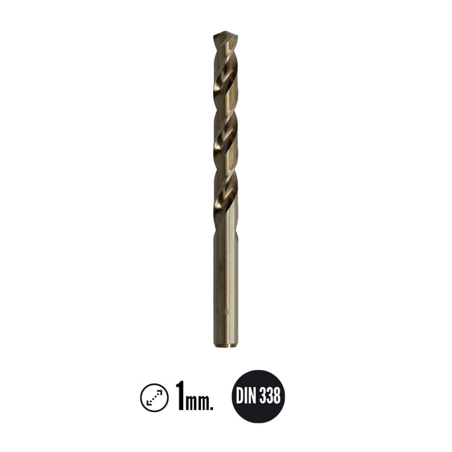 Broca cobalto hss cilindrica 1,00 mm. blister 2 unidades