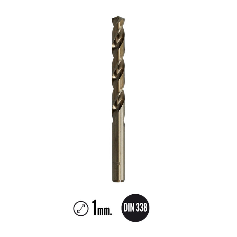 Broca cobalto hss cilindrica 1,00 mm. blister 2 unidades