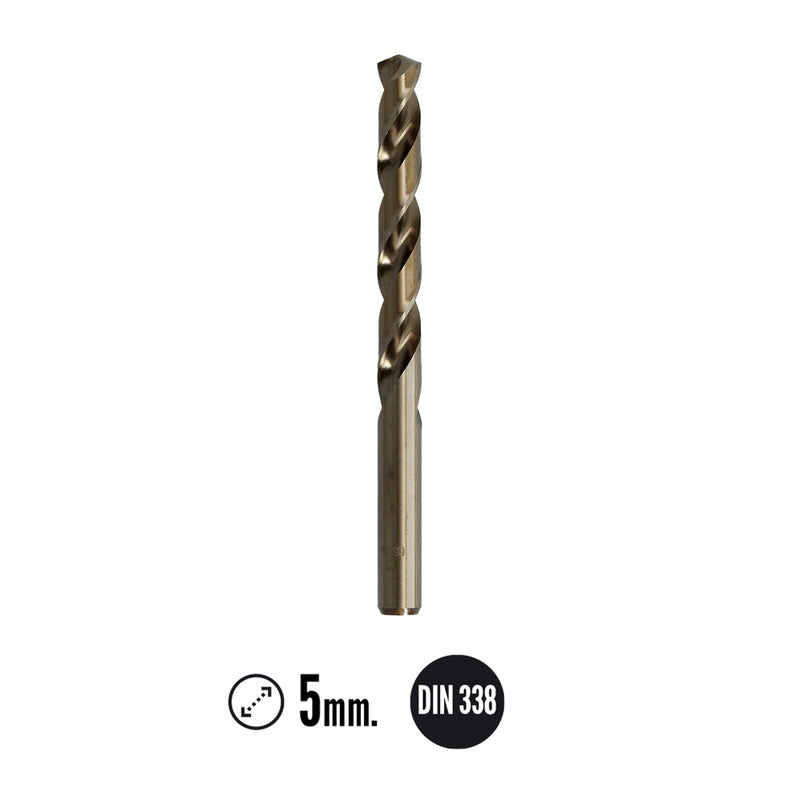 Broca cobalto hss cilindrica 5,00 mm. blister 2 unidades