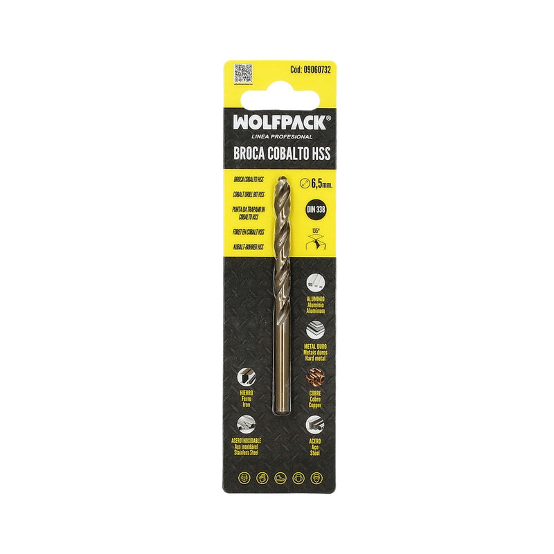 Broca cobalto hss cilindrica 6,50 mm. blister 1 unidad