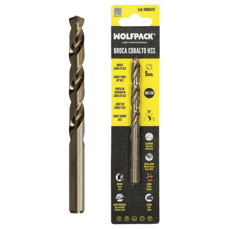 Broca cobalto hss cilindrica 9,00 mm. blister 1 unidad