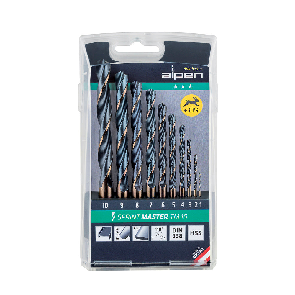 Alpen HSS Sprint Master drill bit set 10 pieces