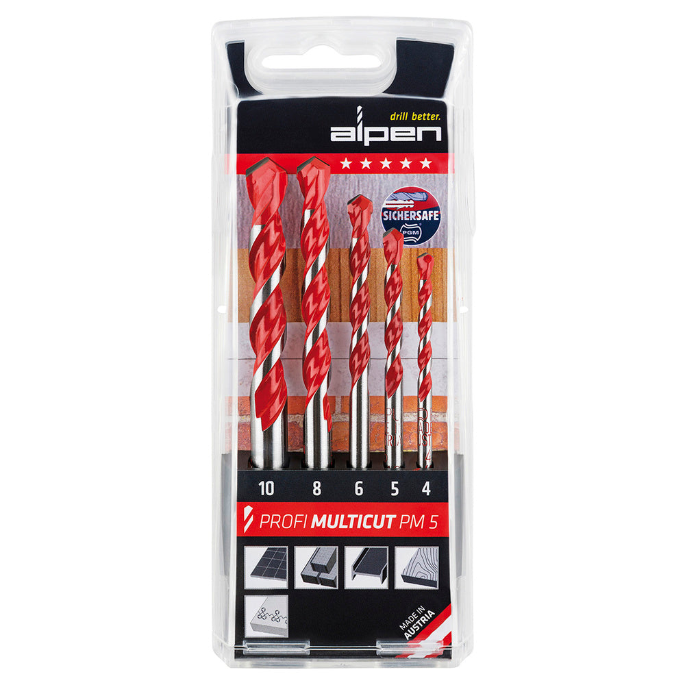 Alpen Multi-Purpose / Universal Cylindrical Drill Bit Set - 5 Pieces