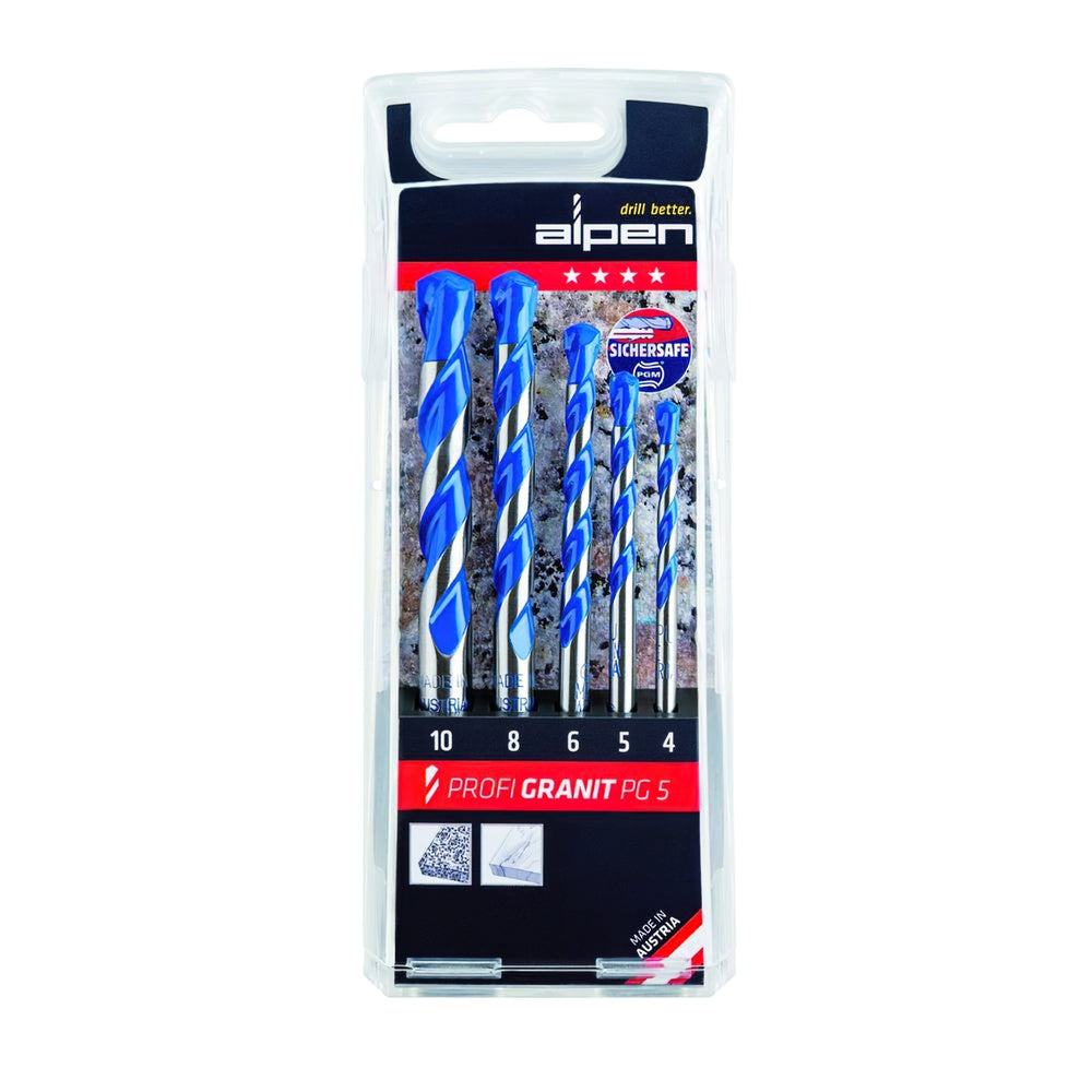 Alpen Granite Drill Bit Set, 5 Pieces