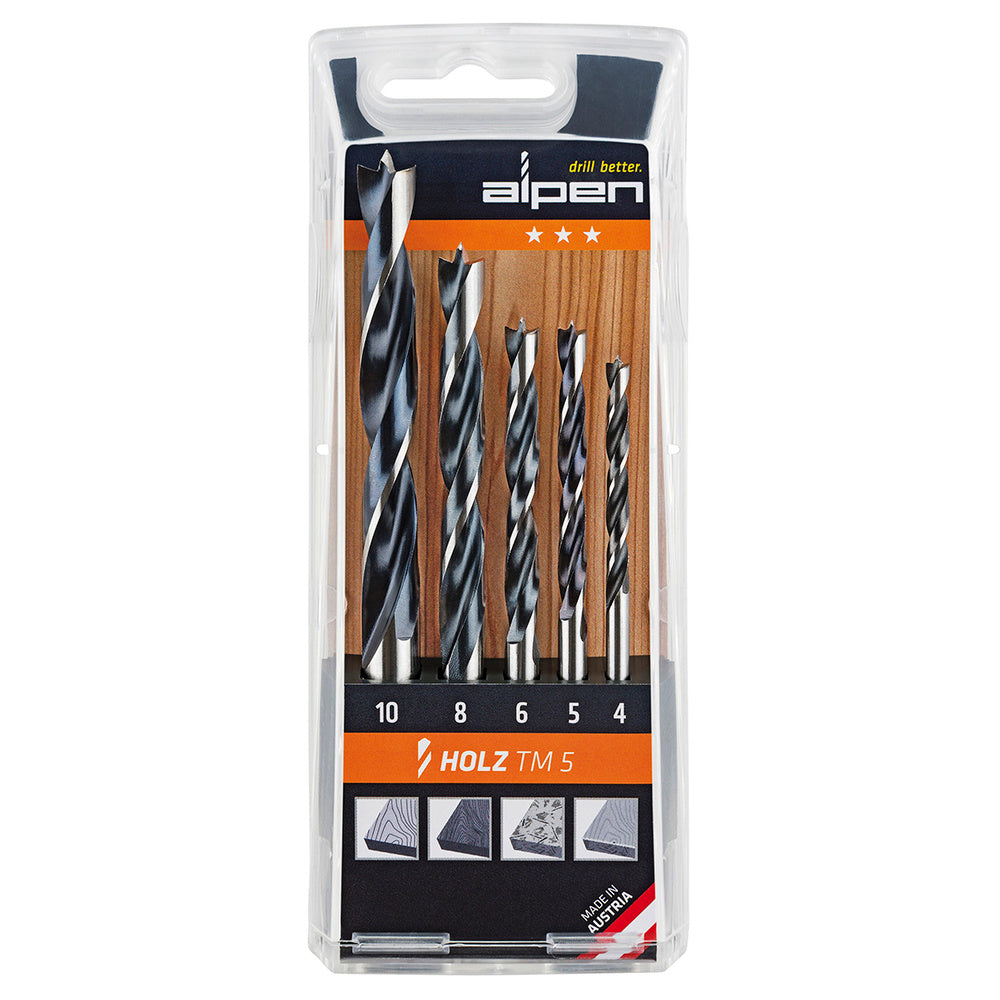 Alpen wood drill bit set 5 pieces