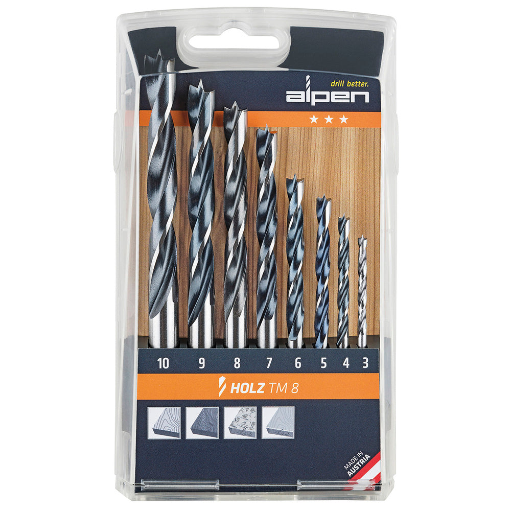 Alpen Wood Drill Bit Set, 8 Pieces