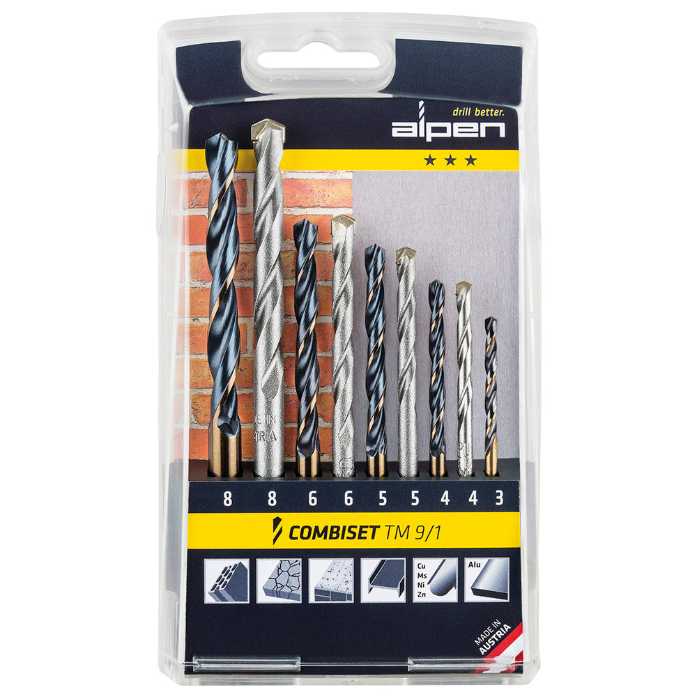 Alpen HSS / Widia drill bit set, 9 pieces