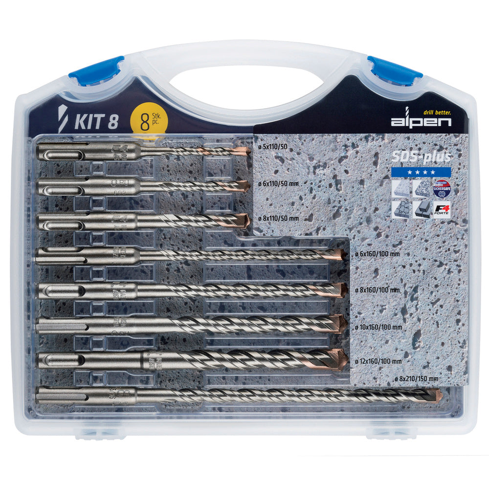 Alpen SDS Plus Drill Bit Set, 8-piece kit