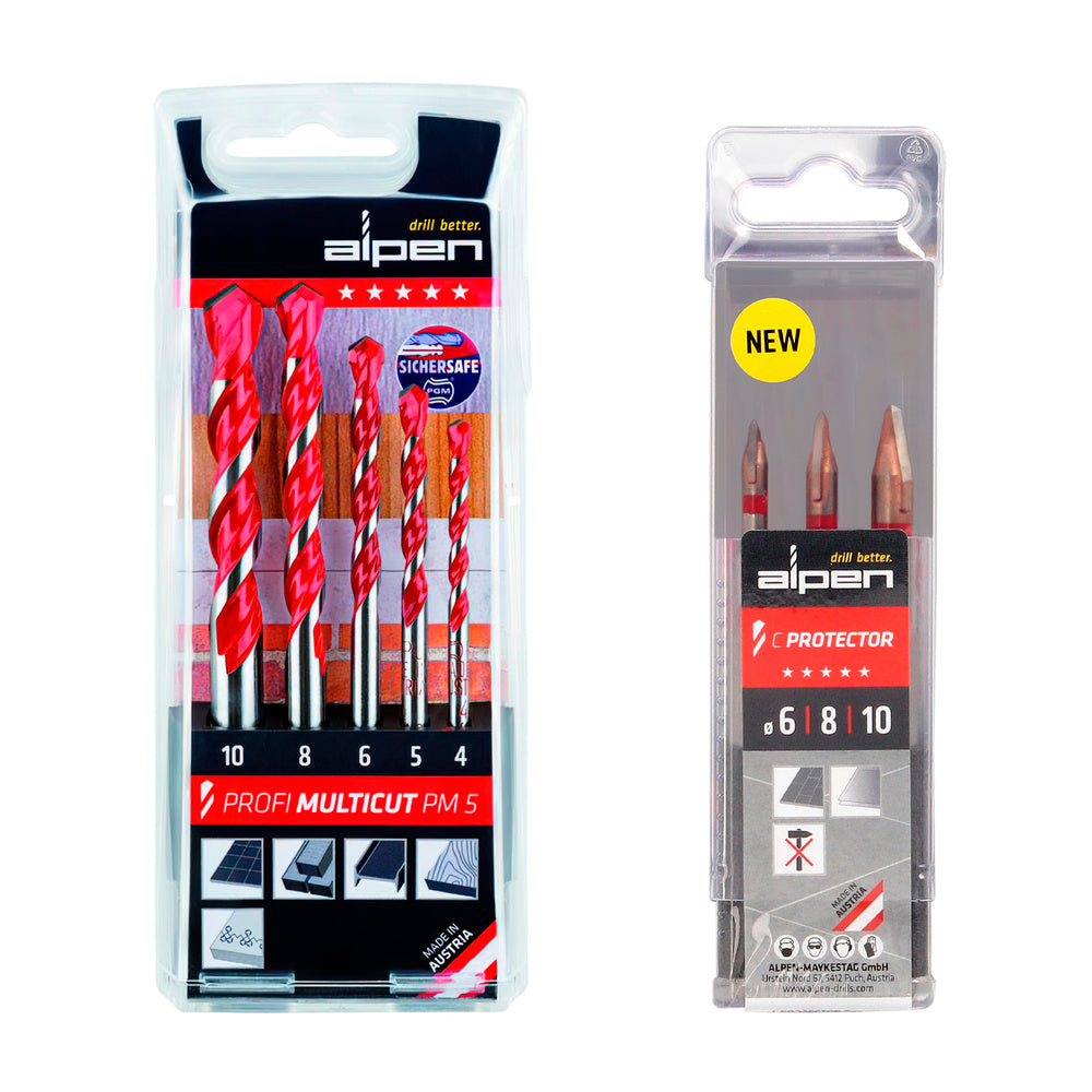 Alpen drill bit set (3 porcelain and 5 multi-purpose drill bits)