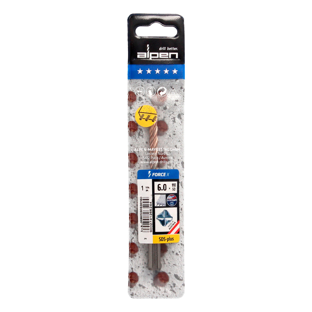 Broca alpen sds plus force x 16,00 x 160 mm hormigón armado.