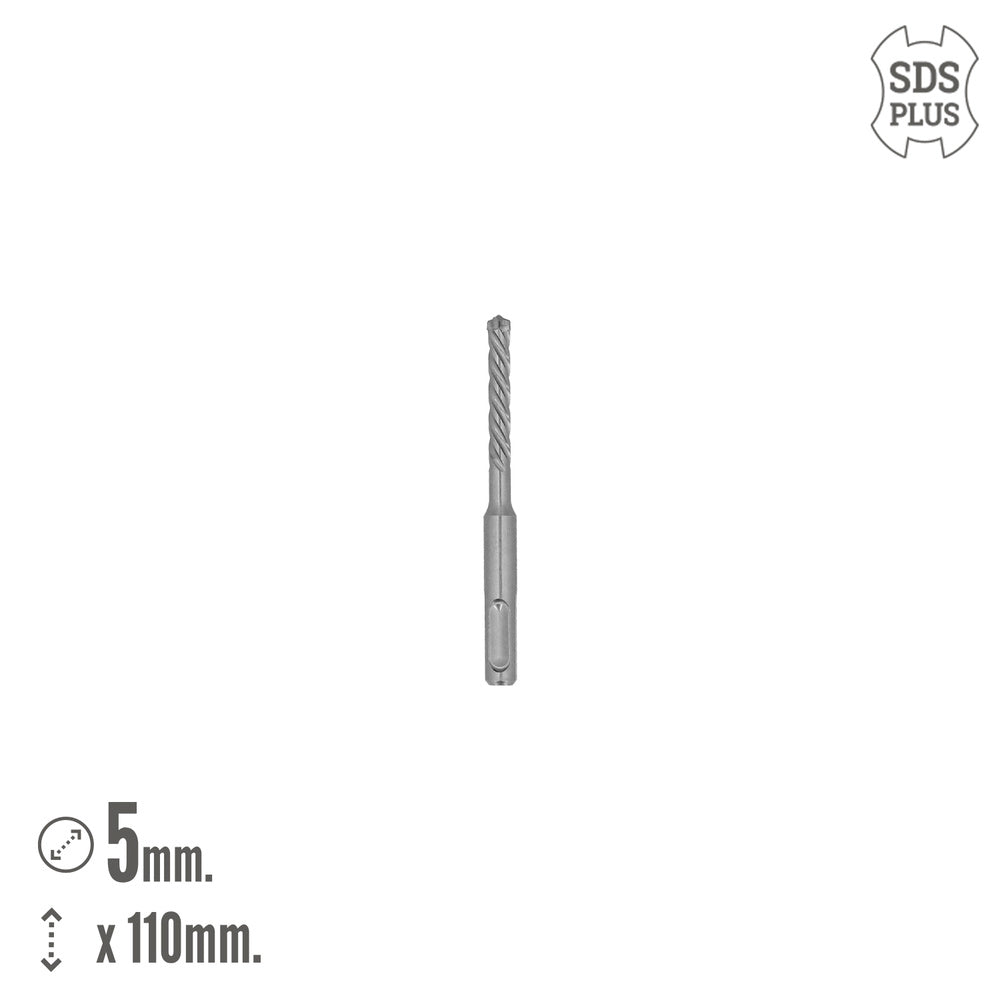 Broca sds plus 8 filos cortantes especial para hormigón armado ø 5 x 110 mm broca paredes, broca cimientos, broca muros