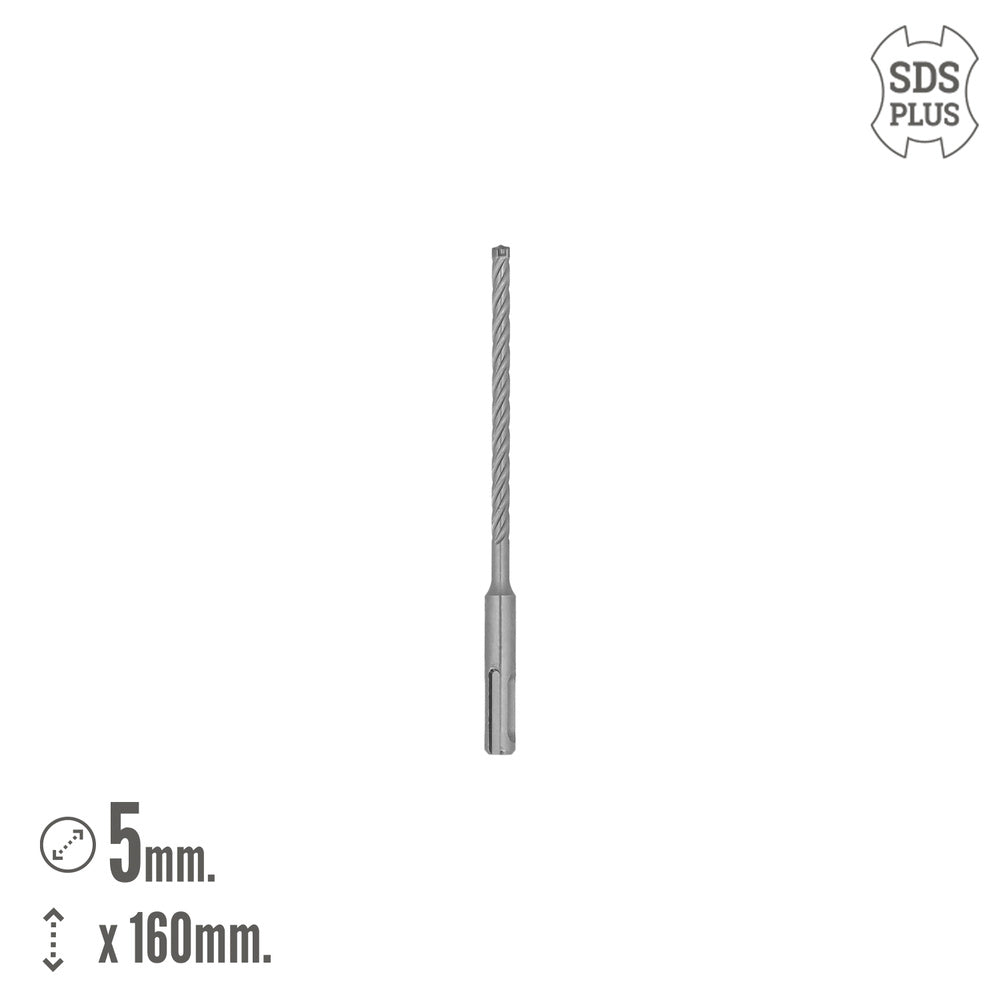 Broca sds plus 8 filos cortantes especial para hormigón armado ø 5 x 160 mm broca paredes, broca cimientos, broca muros