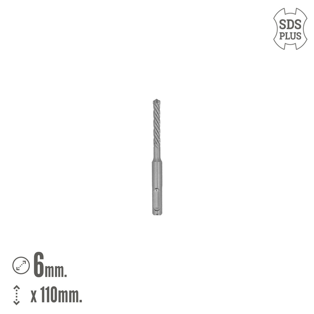 Broca sds plus 8 filos cortantes especial para hormigón armado ø 6 x 110 mm broca paredes, broca cimientos, broca muros