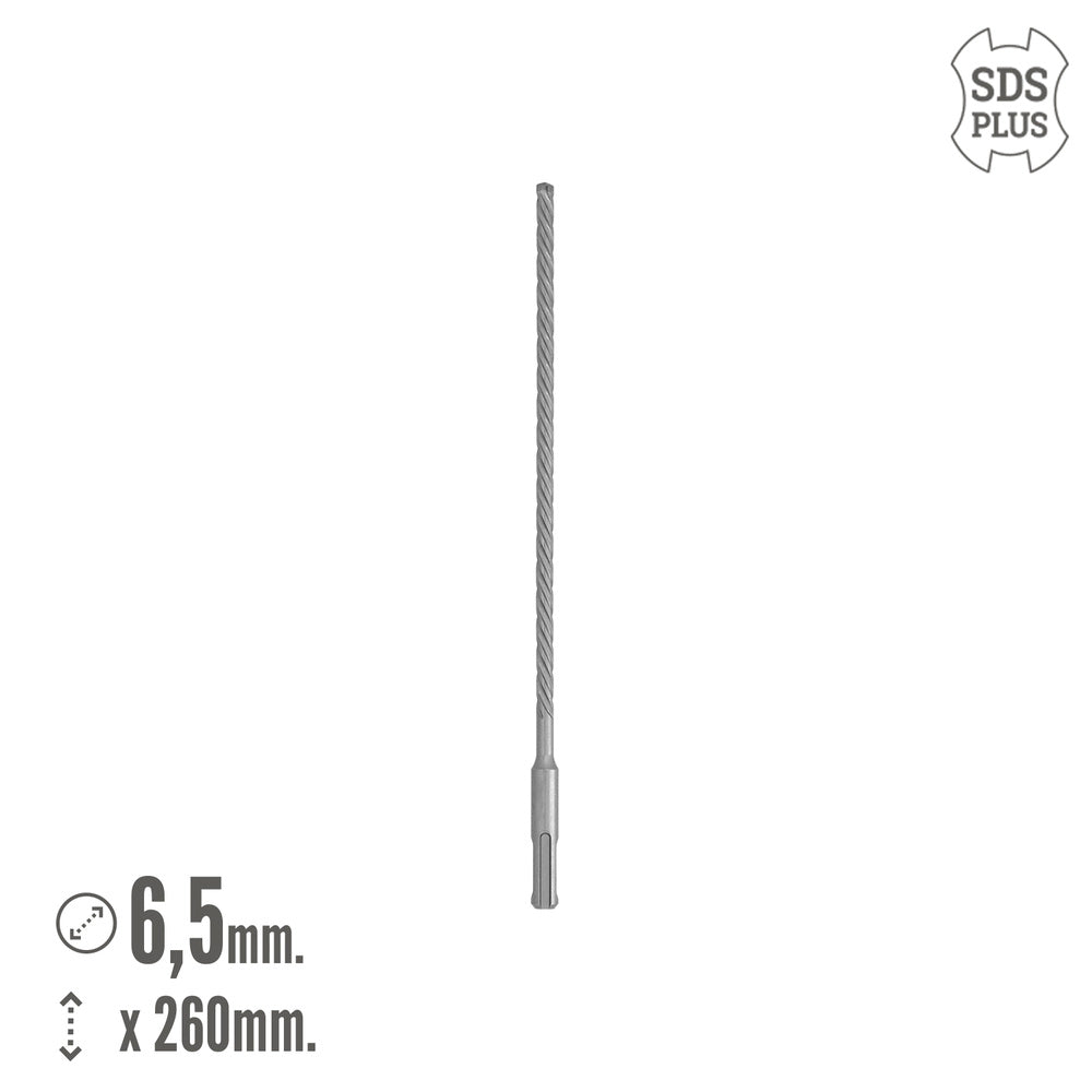 Broca sds plus 8 filos cortantes especial para hormigón armado ø 6,5 x 260 mm broca paredes, broca cimientos, broca muros