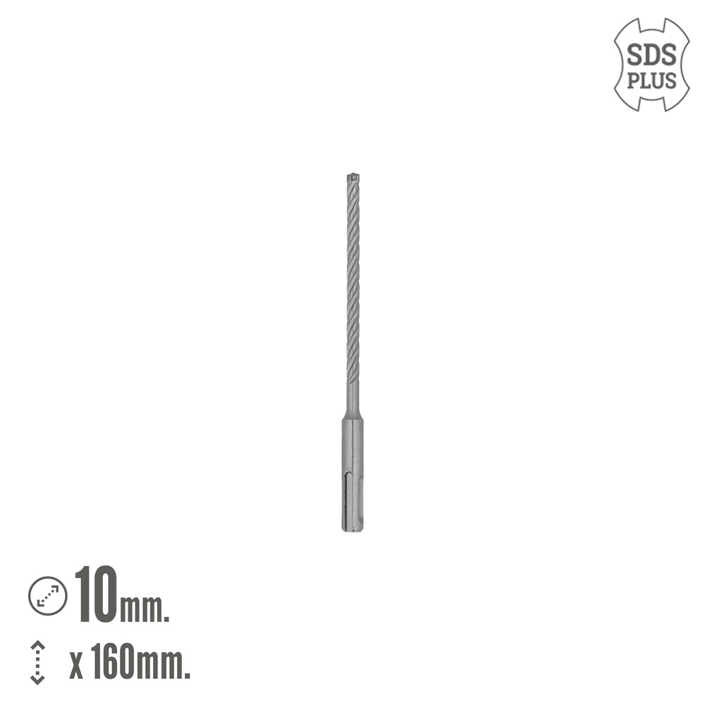 Broca sds plus 8 filos cortantes especial para hormigón armado ø 10 x 160 mm broca paredes, broca cimientos, broca muros