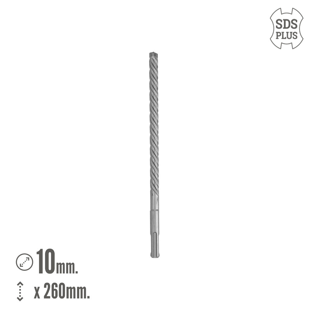 Broca sds plus 8 filos cortantes especial para hormigón armado ø 10 x 260 mm broca paredes, broca cimientos, broca muros
