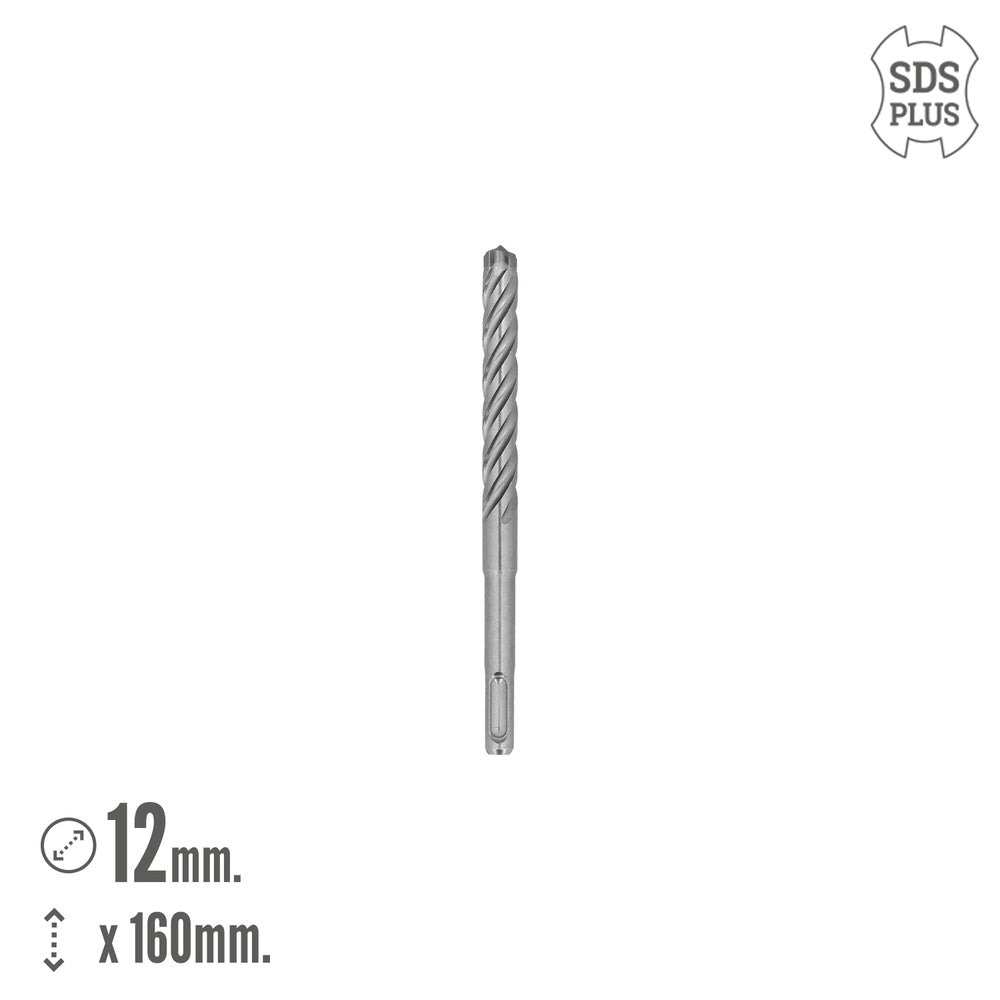 Broca sds plus 8 filos cortantes especial para hormigón armado ø 12 x 160 mm broca paredes, broca cimientos, broca muros