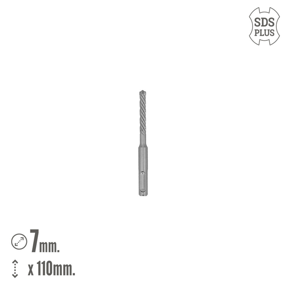 Broca sds plus 8 filos cortantes especial para hormigón armado ø 7 x 100 mm broca paredes, broca cimientos, broca muros