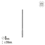 Broca SDS Plus de 8 arestas de corte, especial para betão armado, Ø 8 x 210 mm, broca para paredes, broca para alicerces, broca para muros
