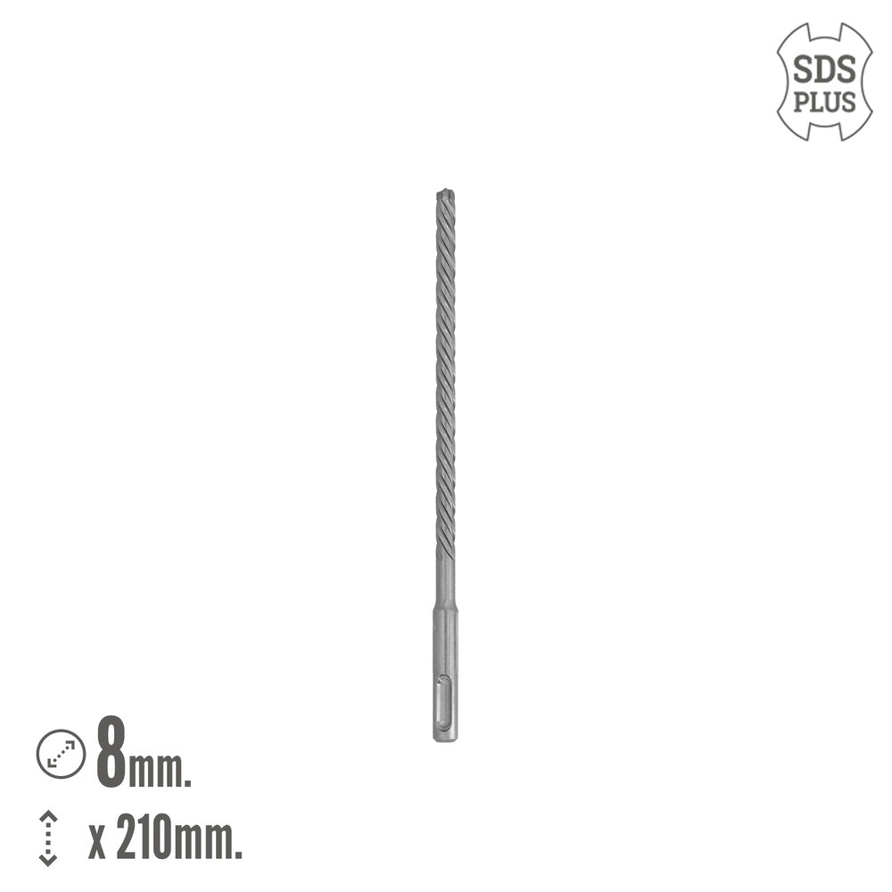 Broca sds plus 8 filos cortantes especial para hormigón armado ø 8 x 210 mm broca paredes, broca cimientos, broca muros