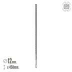 SDS Plus drill bit, 8 cutting edges, special for reinforced concrete, ø 12 x 450 mm, wall drill bit, foundation drill bit, masonry drill bit