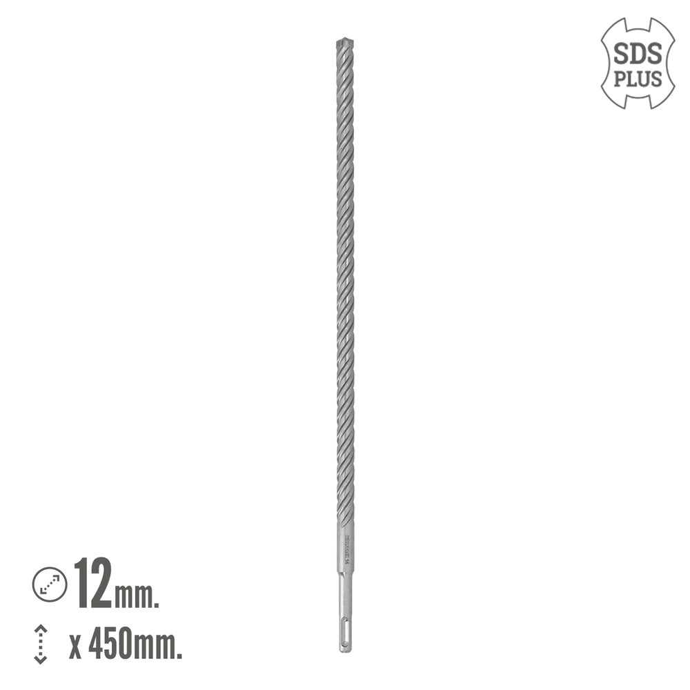 Broca SDS Plus de 8 arestas de corte especial para betão armado ø 12 x 450 mm broca para paredes, broca para fundações, broca para muros