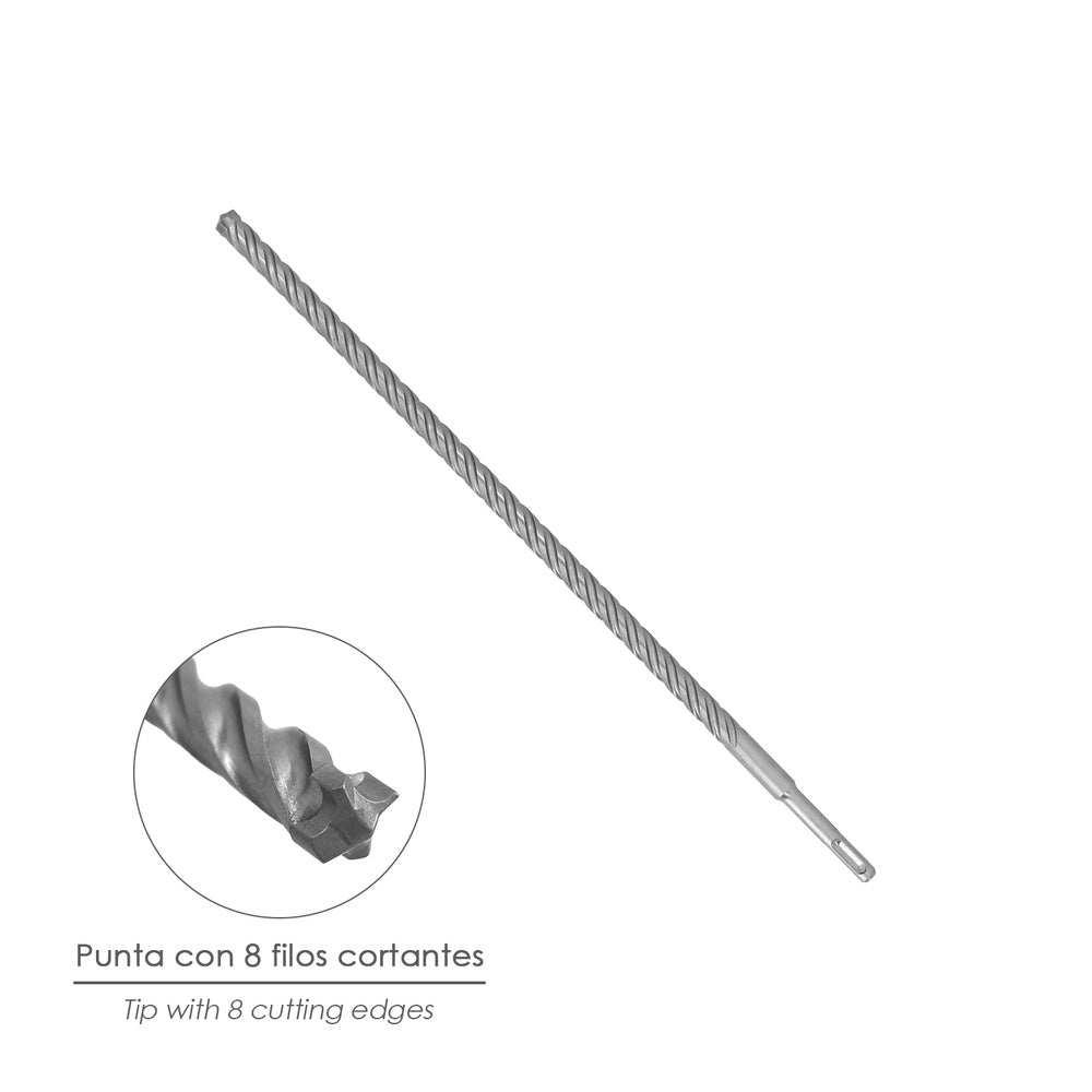 Broca SDS Plus de 8 arestas de corte especial para betão armado ø 12 x 450 mm broca para paredes, broca para fundações, broca para muros