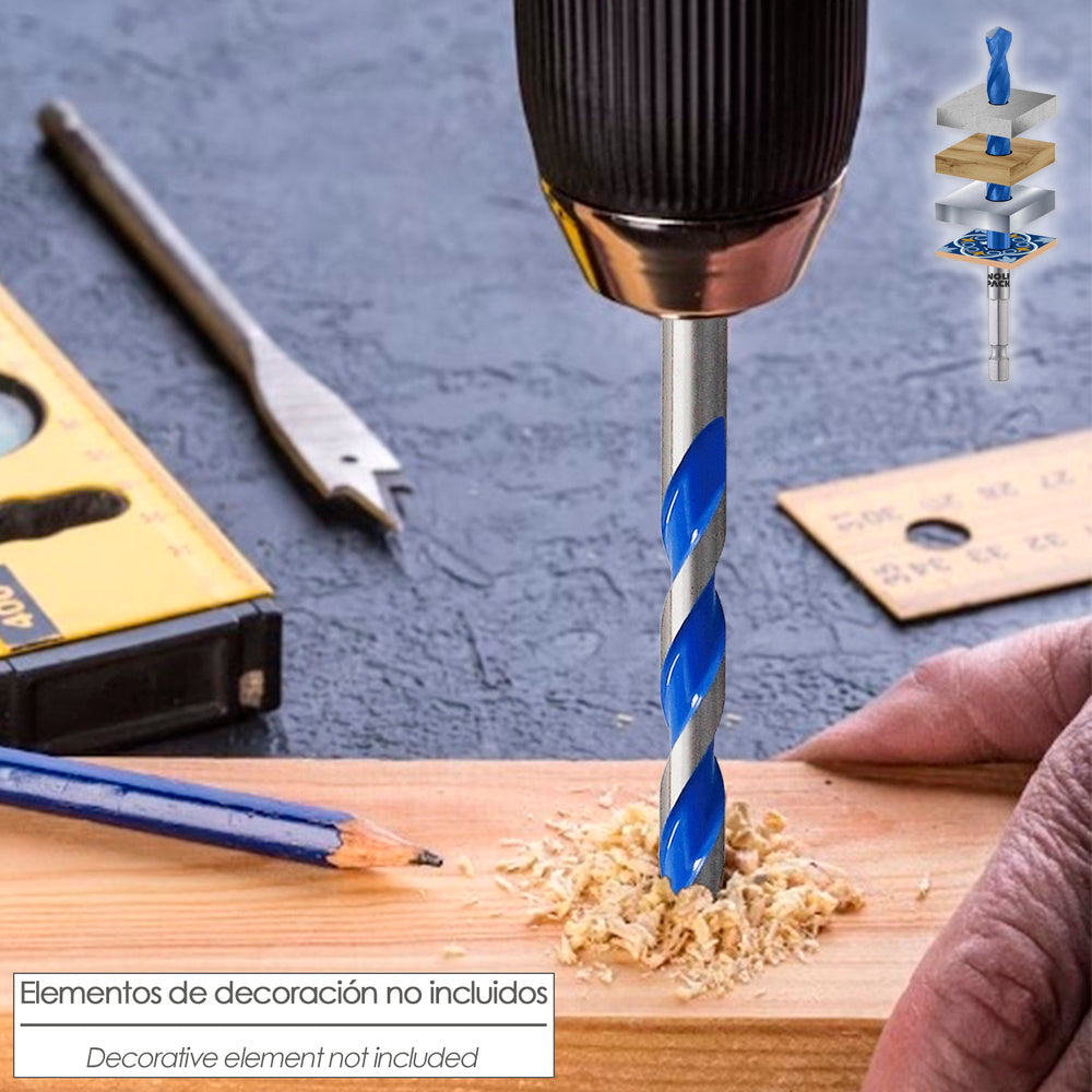 Broca universal hexagonal ø 5,0 mm (blister 1 unidade) broca para azulejos, cerâmica, mármore, betão, metal, madeira, plástico
