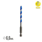 Universal hexagonal drill bit ø 6.0 mm (blister 1 piece) for tiles, ceramic, marble, concrete, metal, wood, plastic