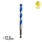 Berbequim universal hexagonal ø 12,0 mm (blister 1 peça) broca para azulejos, cerâmica, mármore, betão, metal, madeira, plástico