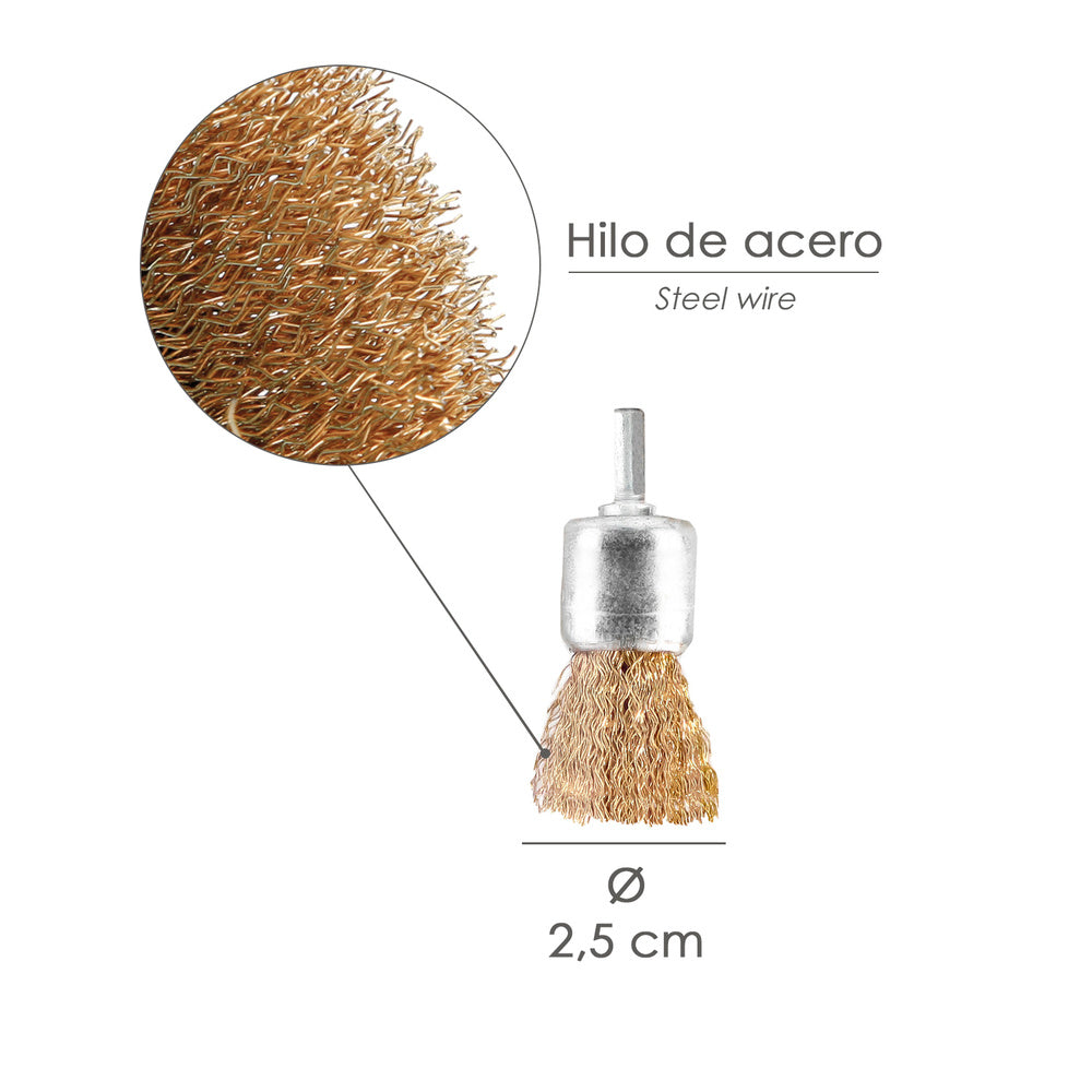 Cepillo acero latonado brocha 25 mm 1/4"