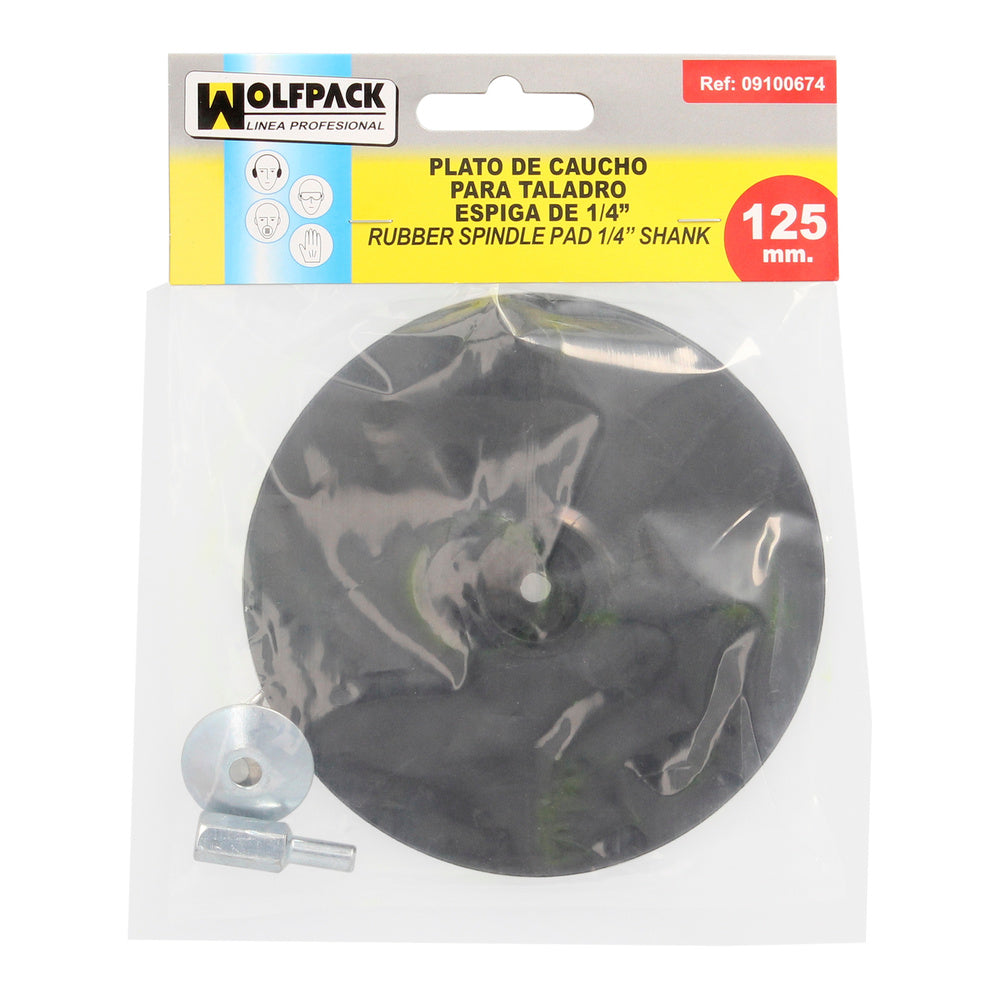 Plato taladro nailon ø 125 mm con espiga ø 6 mm disco plástico para bonete